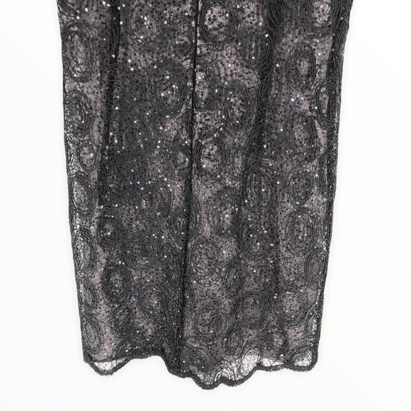 Suzi Chin for Maggy Boutique Black Sequin Swirl Cap Sleeve Cocktail Dress size 8 - Picture 8 of 13
